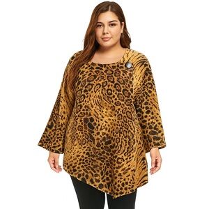 Jones New York Signature Woman vintage Wool Blend Leopard Print  Asymmetrical